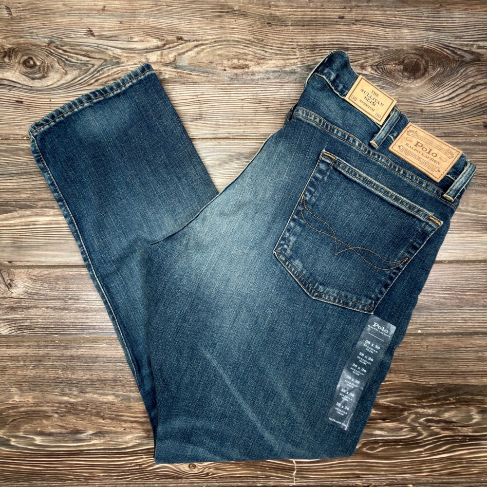 Polo Ralph Lauren Mens 38x30 Sullivan Slim Jeans Blue Stretch Denim NEW